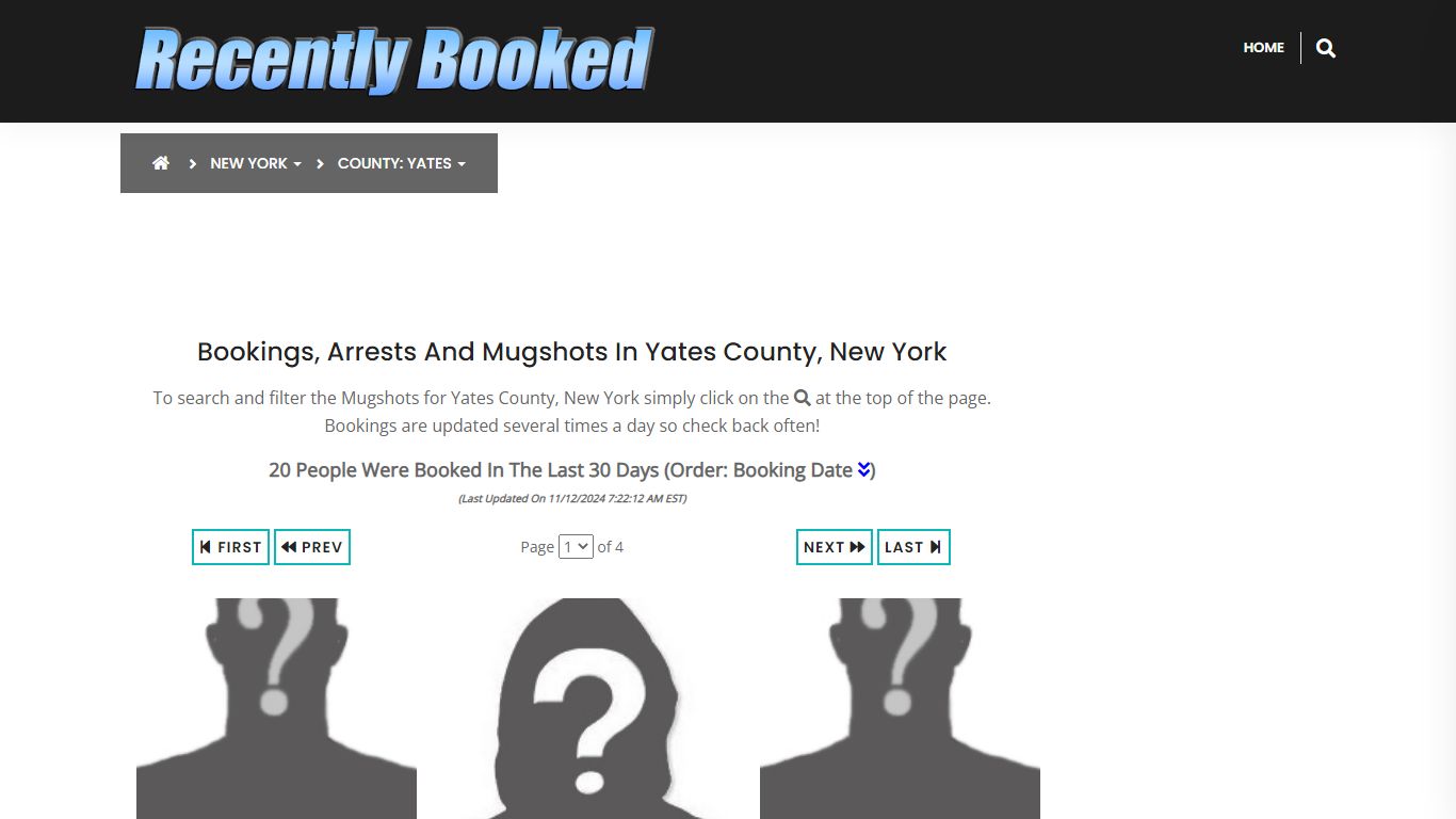 Bookings, Arrests and Mugshots in Yates County, New York - Recently Booked