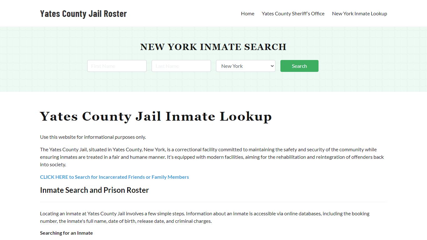 Yates County Jail Roster Lookup, NY, Inmate Search